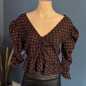 Topshop Black Polka Dot Top